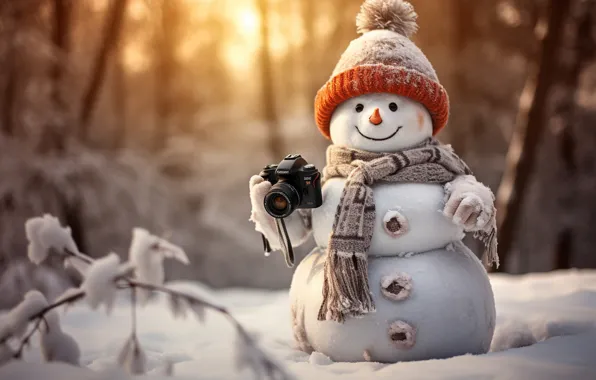 Зима, снег, Новый Год, Рождество, снеговик, Christmas, winter, snow
