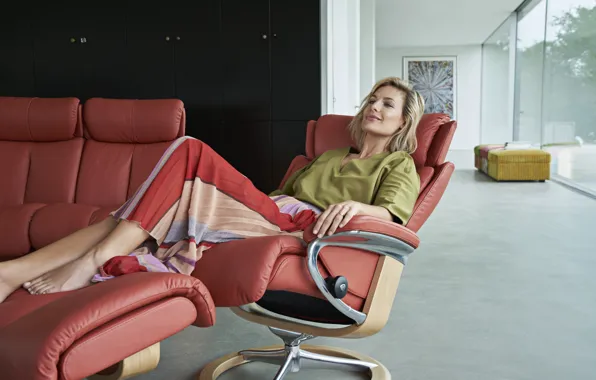 Woman, beauty, rest, recliner chair