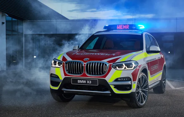 2018, кроссовер, мигалки, Feuerwehr, BMW X3, xDrive20d, пожарная охрана