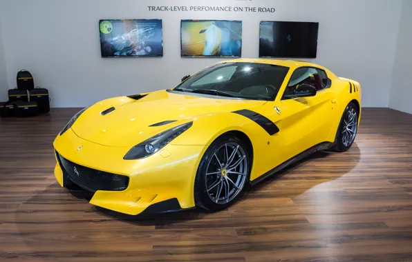 Картинка Ferrari, yellow, room, F12, tdf