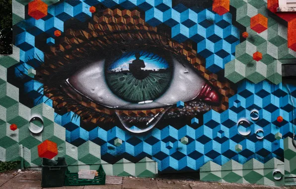 Картинка глаз, улица, граффити, рисунок