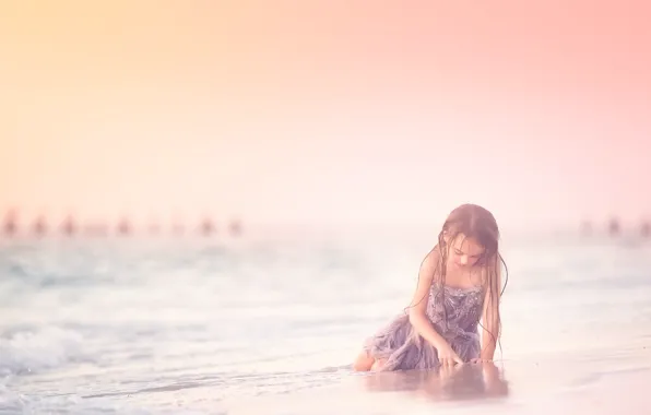 Картинка пляж, платье, девочка, Meg Bitton