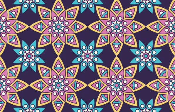 Цветы, орнамент, синий фон, pattern, floral, seamless