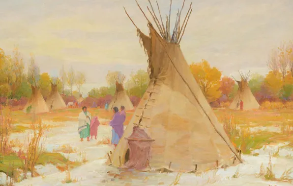 Картинка Joseph Henry Sharp, Squaw Winter, Crow Agency Montana Near Custer Battlefield