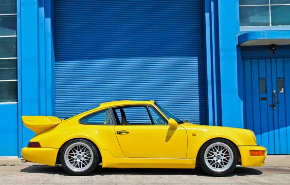 Желтый, здание, Porsche, порше, yellow, 964, building