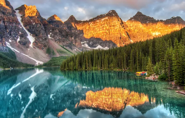 Картинка лес, горы, озеро, Alberta, Canada, национальный парк, Lake louise