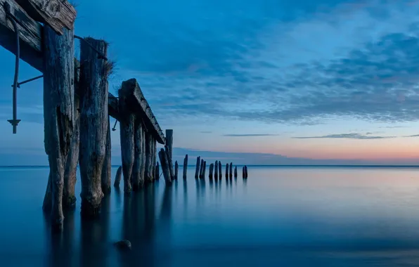 Море, пейзаж, мост