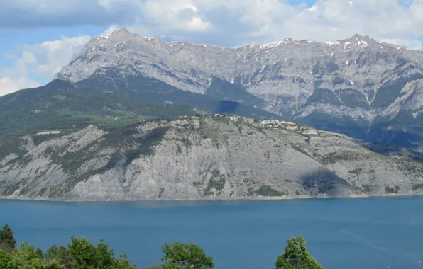 Mountain, France, Village, Lake, Provence
