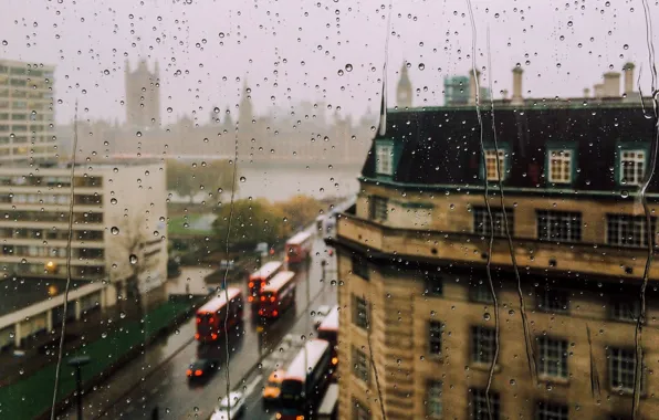 Картинка Макро, Город, Дождь, City, Rain