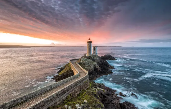 Море, маяк, Bretagne, Petit Minou, Frankreich