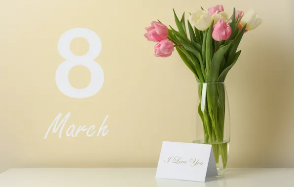 Картинка цветы, букет, тюльпаны, happy, 8 марта, flowers, tulips, spring