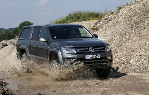 Картинка брызги, Volkswagen, пикап, Amarok, Highline, Double Cab, карьер, 2016