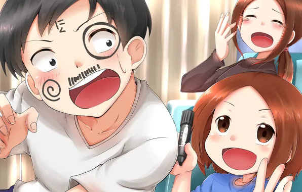 Парень, Karakai Jouzu no Takagi-san, Озорная Тагаки, разрисованный