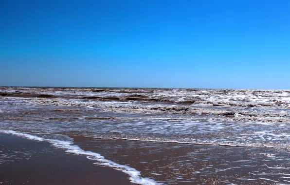 Картинка песок, море, фото, следы на песке, Азовское море