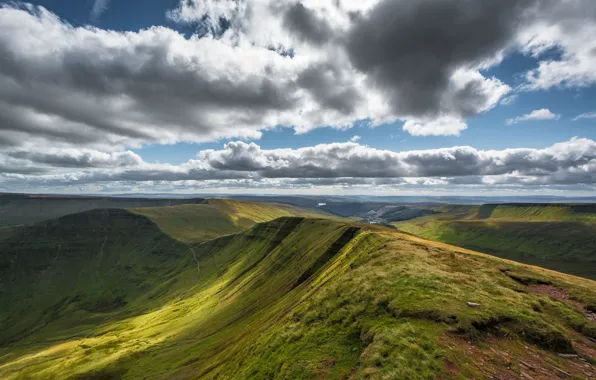 Небо, облака, Уэльс, Brecon Beacons National Park