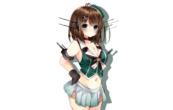 Girl, sexy, cleavage, boobs, anime, beautiful, short hair, pretty