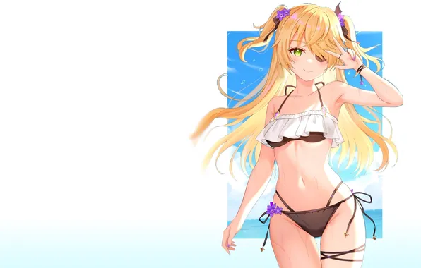 Kawaii, girl, hot, sexy, anime, seaside, blonde, babe