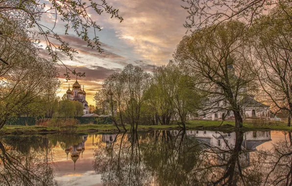 Пейзаж, природа, город, храм, водоём, Переславль-Залесский, Елена Гусева