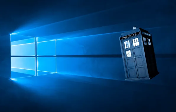 Windows, синий фон, Windows 10