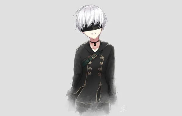 Мальчик, слёзы, повязка на глаза, плачет, Nier Automata, YoRHa No 9 Type S
