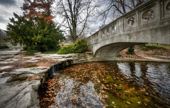 Осень, мост, город