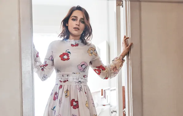 Платье, актриса, брюнетка, фотосессия, Emilia Clarke, Эмилия Кларк, Glamour, Steven Pan