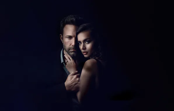 Пара, черный фон, детектив, триллер, постер, Бен Аффлек, Ben Affleck, Ana de Armas