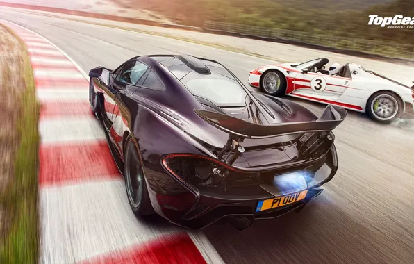 Картинка Spoilers, McLaren, Drifting, Top Gear, 918, Sun, Spider, Rear