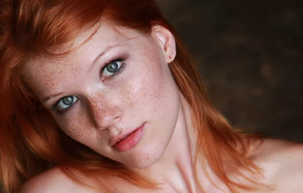 Girl, photo, blue eyes, model, lips, redhead, Mia Sollis, portrait