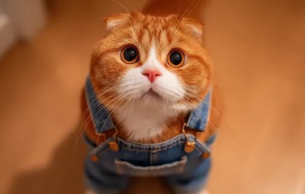 Кошка, кот, взгляд, поза, мордашка, ИИ-арт, нейросеть
