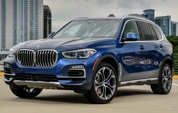 Car, синий, город, BMW, внедорожник, спереди, BMW X5, BMW X5 2019