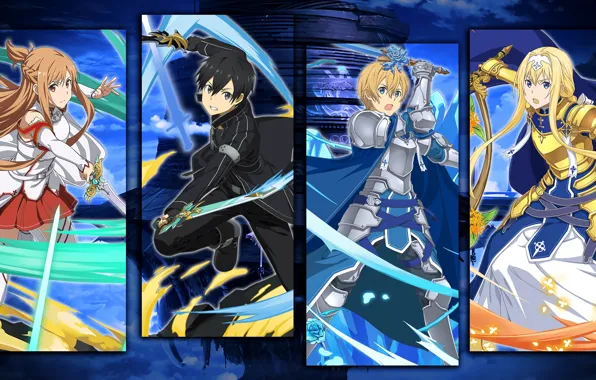Коллаж, персонажи, Мастера меча онлайн, Sword Art Online