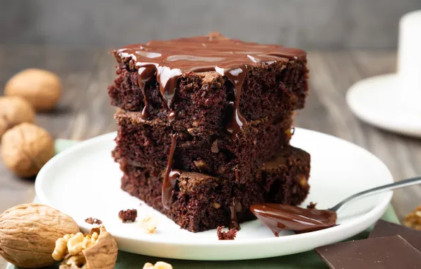 Cake, brown, chocolate, breakfast, bakery, chocolate dessert, baked, brownie