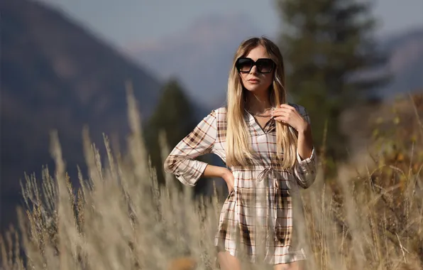 Model, cute, female, sunglasses, long-haired