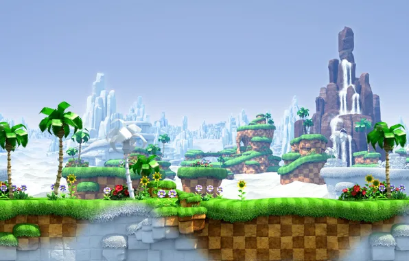 Цветы, стиль, пальмы, зона, Sonic Generations
