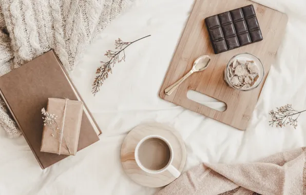 Картинка кофе, шоколад, завтрак, молоко, блокнот, Milk, Chocolate, Notebook