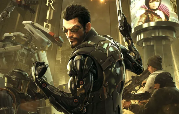 Картинка киборг, Deus Ex: Human Revolution, cyberpunk, Адам Дженсен, Square enix, Adam Jensen, cyborg, Eidos Interactive