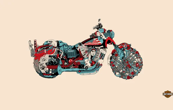 Картинка фон, мотоцикл, байк, harley davidson, история