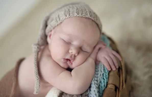 Спокойствие, ребенок, сон, малыш, шапочка, младенец