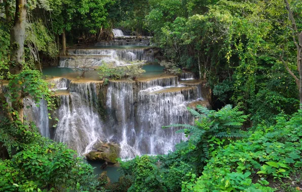 Водопад, Таиланд, каскад, Khuean Srinagarindra National Park, Huay Mae Khamin