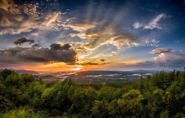 Небо, закат, природа