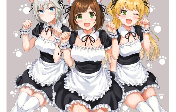 Girl, sexy, Anastasia, cleavage, thighhighs, long hair, dress, boobs
