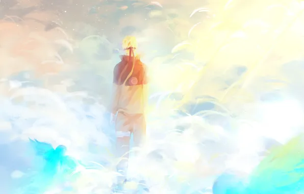 Небо, облака, naruto, art, uzumaki naruto