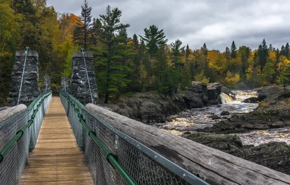 Мост, река, Autumn, Jay Cooke state park