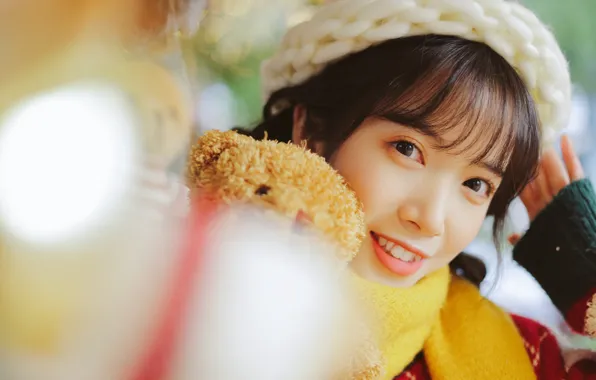 Beautiful, Christmas, Asian, Model, Woman, Pretty, Japanese, Scarf