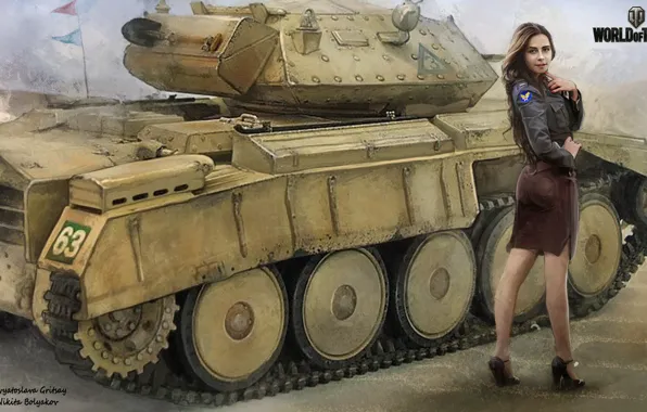 Картинка девушка, танк, girl, танки, WoT, Мир танков, tank, World of Tanks
