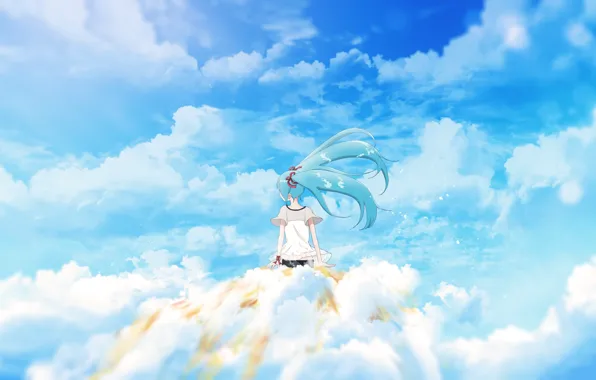 Небо, девушка, Hatsune Miku, Vocaloid