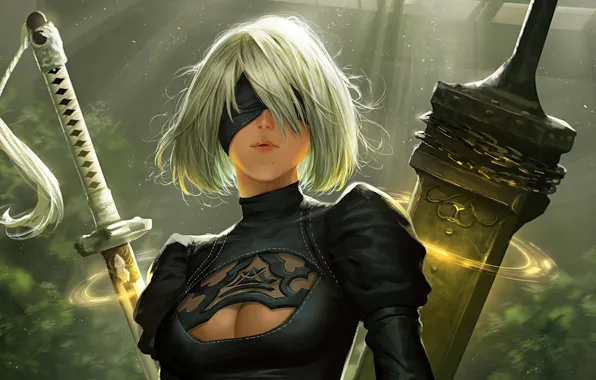 Игра, блондинка, game, character, персонаж, blonde, Fan art, Nier Automata