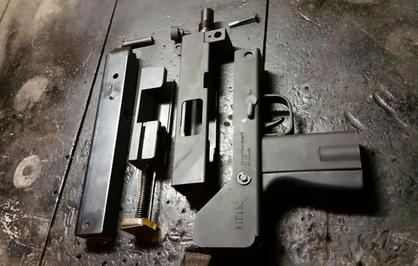 Картинка детали, компактный, пистолет-пулемёт, разобранный, MAC-10, Ingram