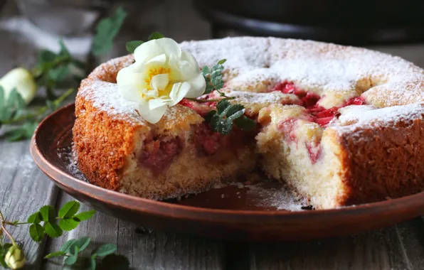 Картинка цветы, пирог, выпечка